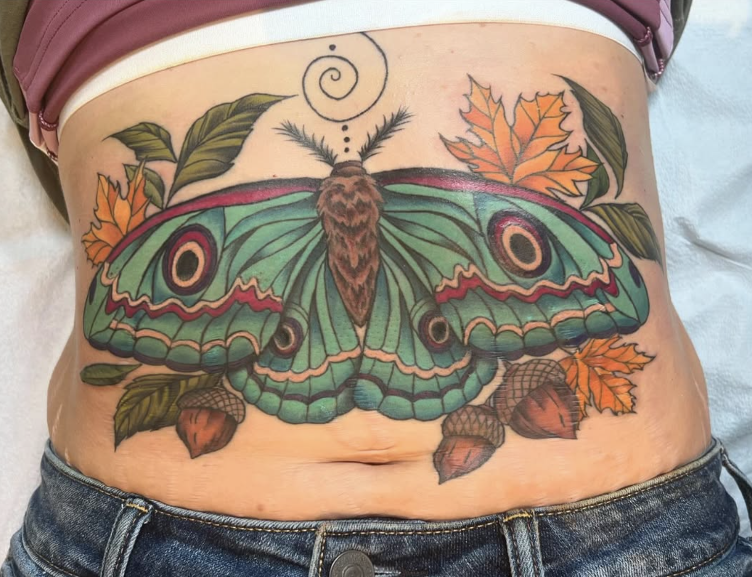 Neo-Traditional Moth Tattoo by Emily Tucker
