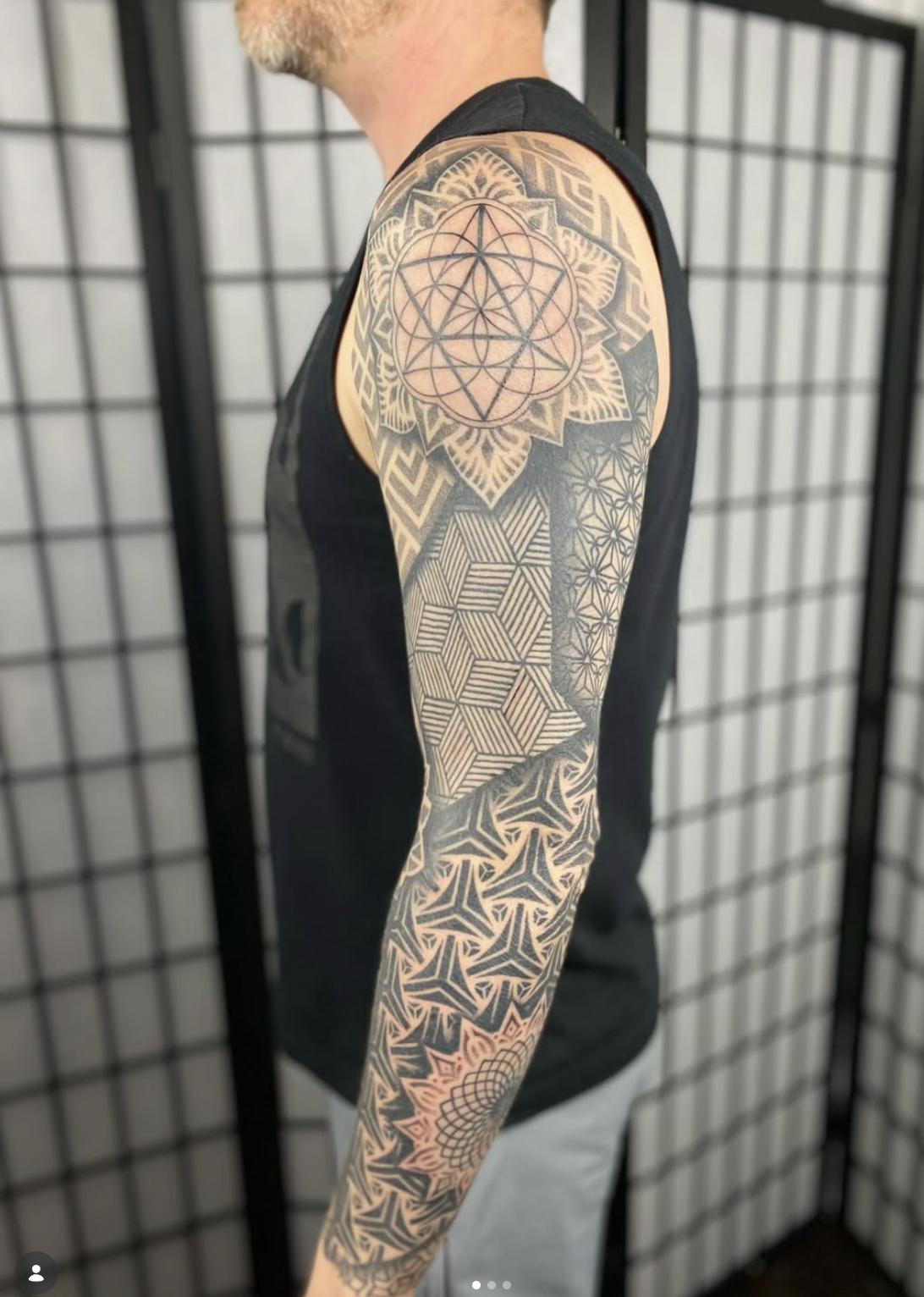 Geometric Sleeve Tattoo by Lew Smith