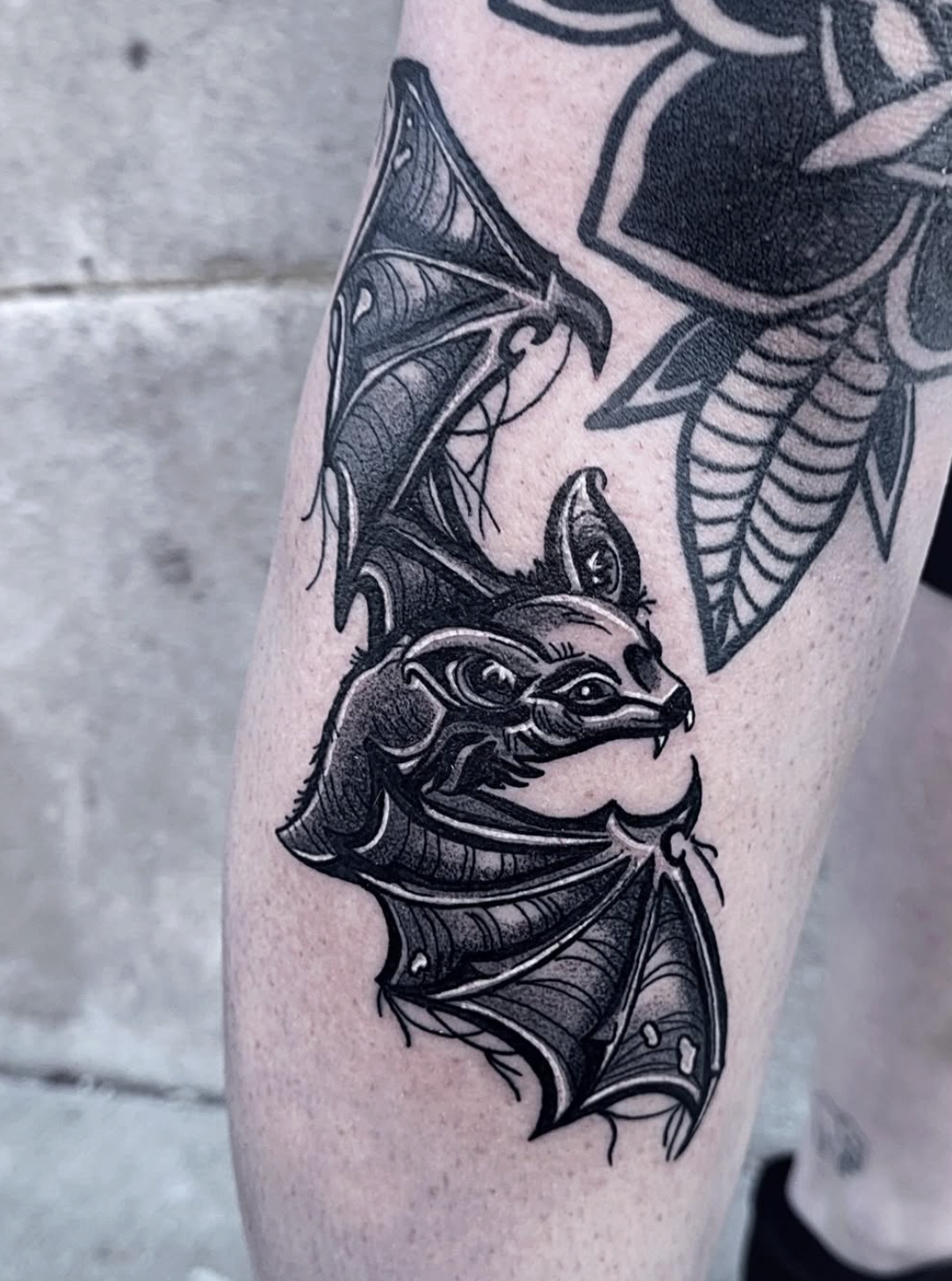 Blackwork Bat by Lacey Donovan