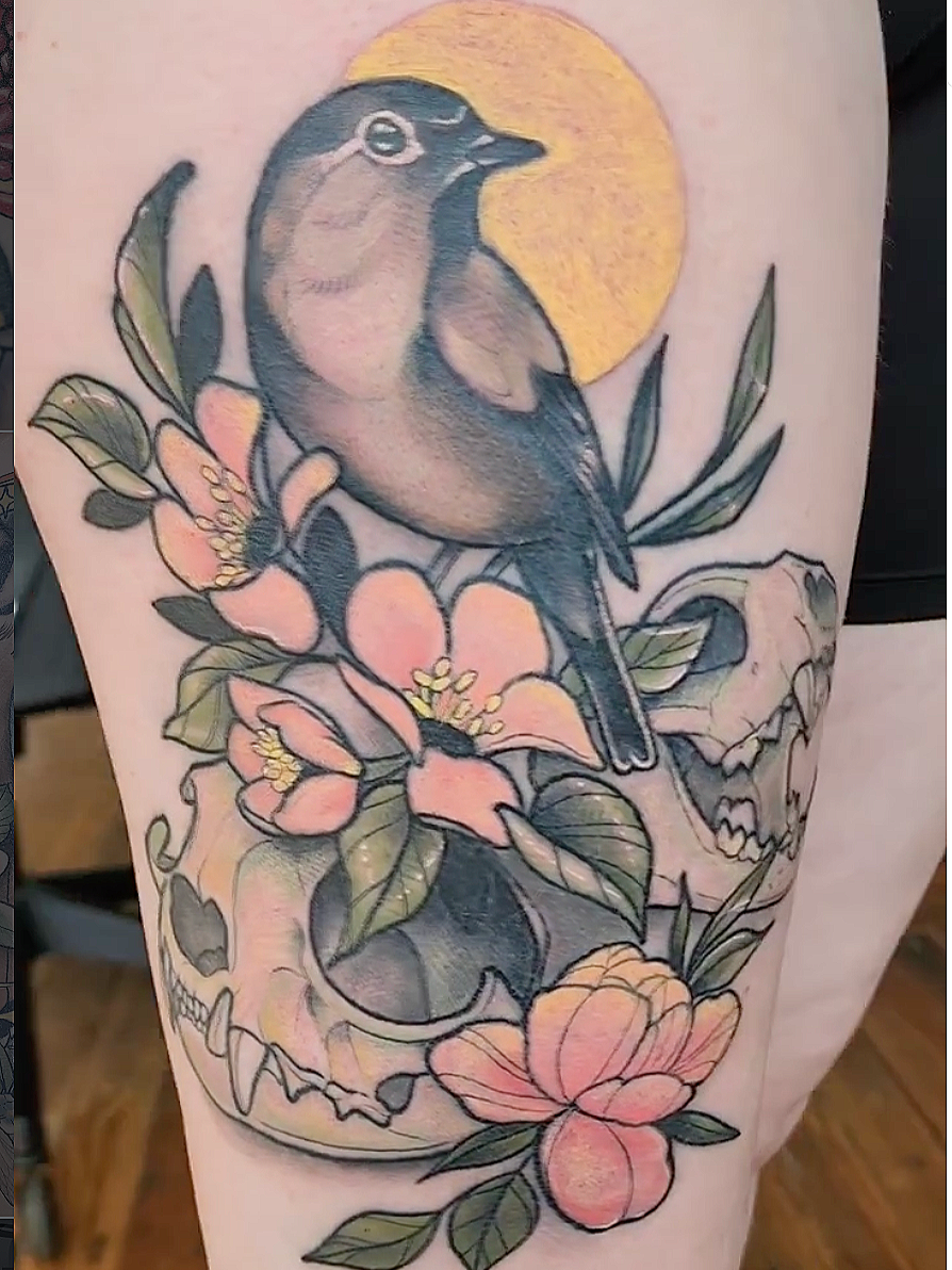 Illustrative Bird Tattoo by Chelsea Holloway