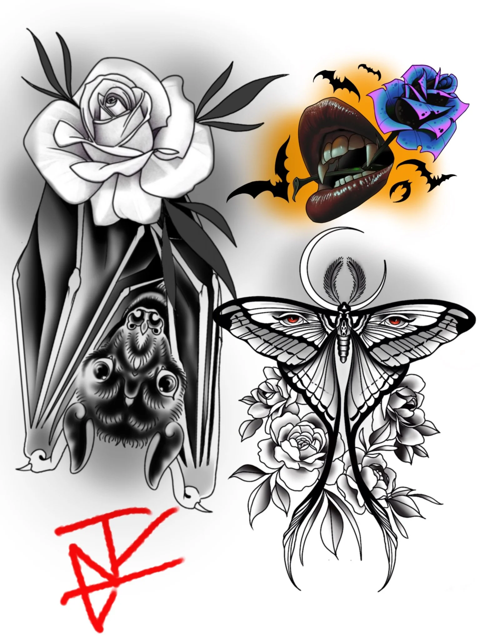 Neo Traditional Bat Drawing