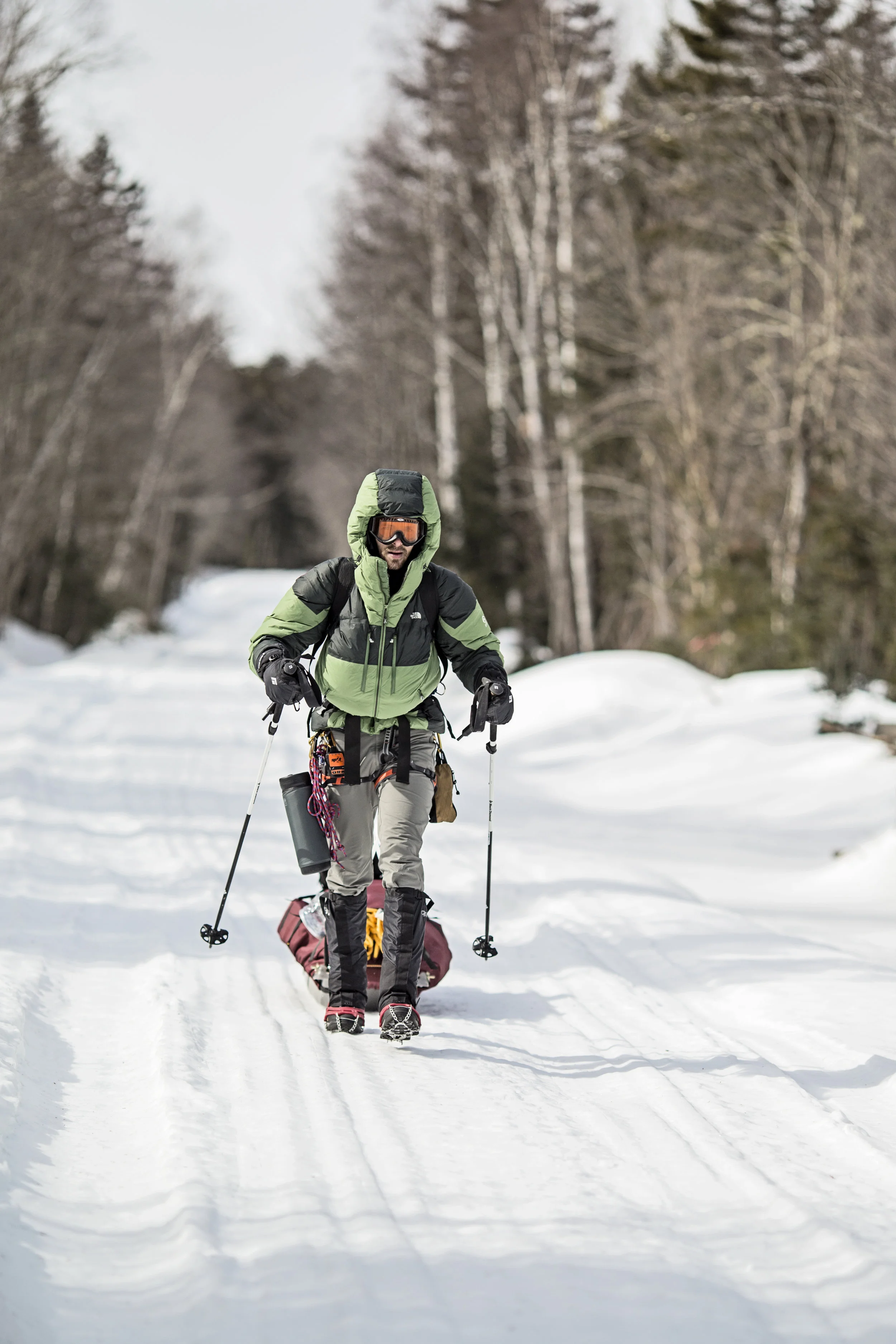 Collin chugging along through the brutal cold on what turned out to be the wrong trail. 