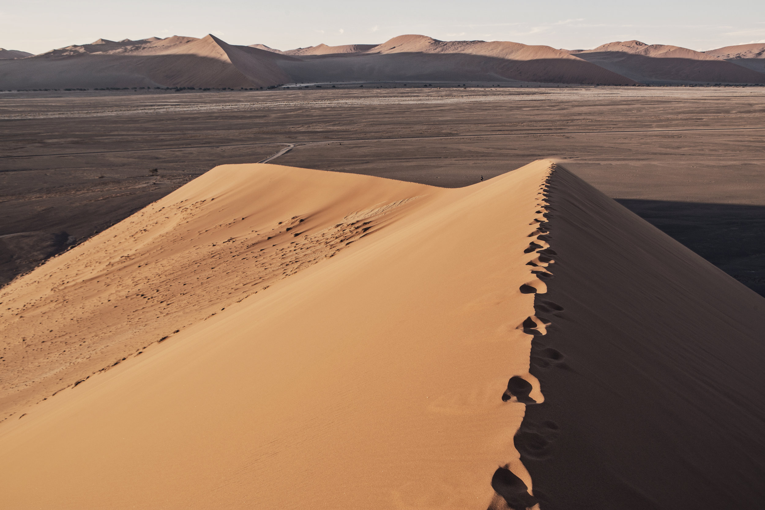  The view from one of the tallest sand dunes on Earth, Namibia. 