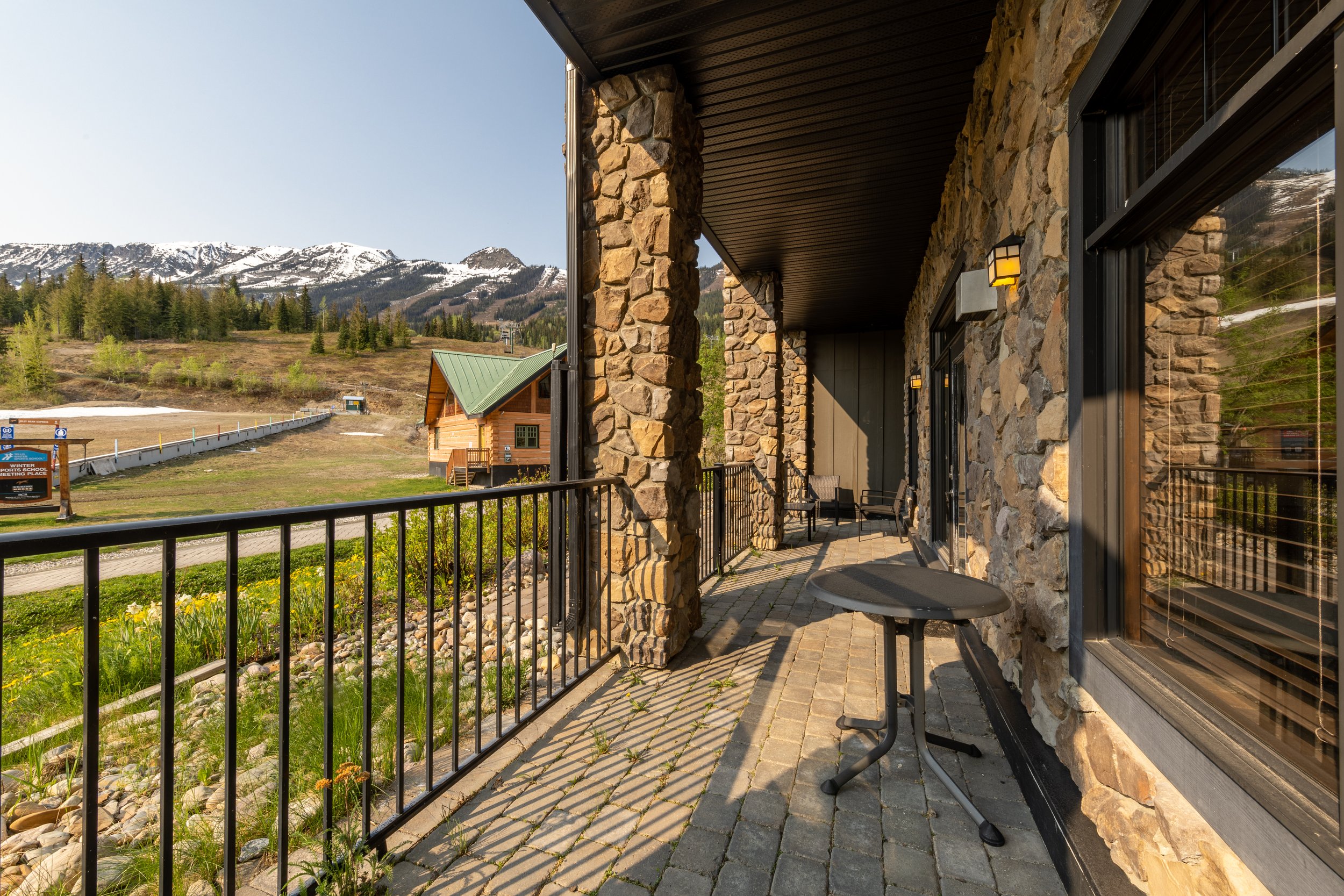 Scenic Patio View of Ski Hill at Glacier Mountaineer Lodge | 3-Bedroom Suite