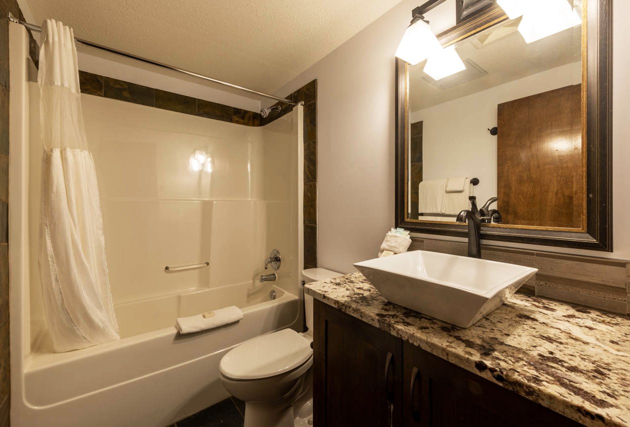Modern and Stylish Bathroom | Guest Room at Glacier Mountaineer Lodge