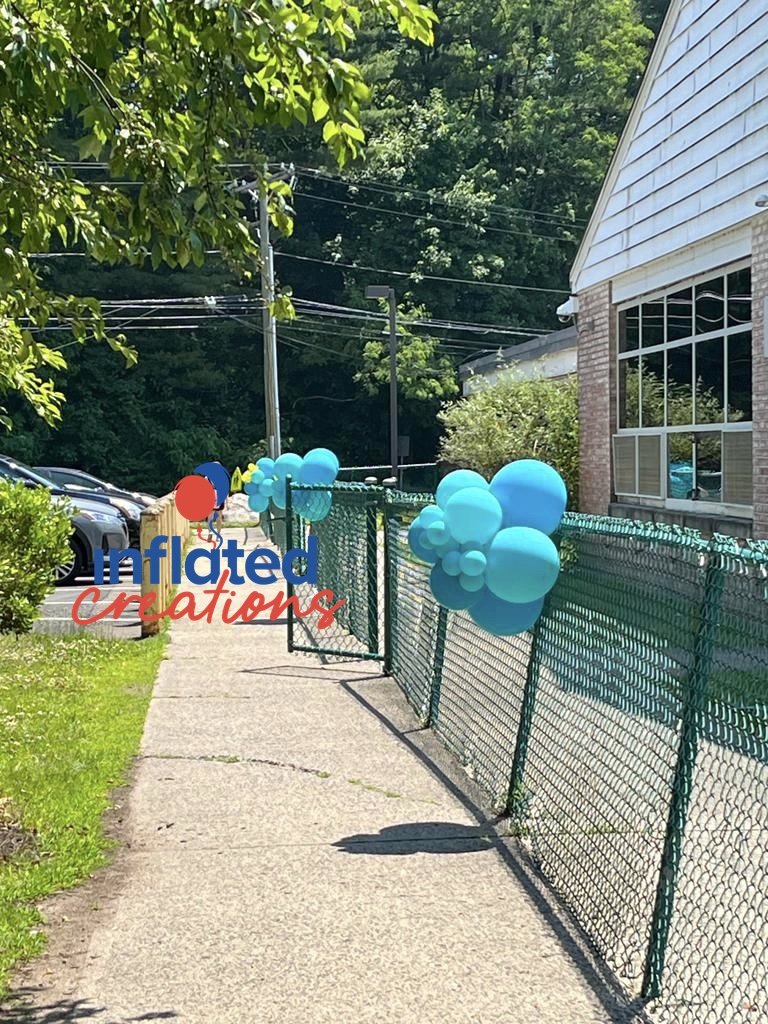 teal turquoise balloon topiaries