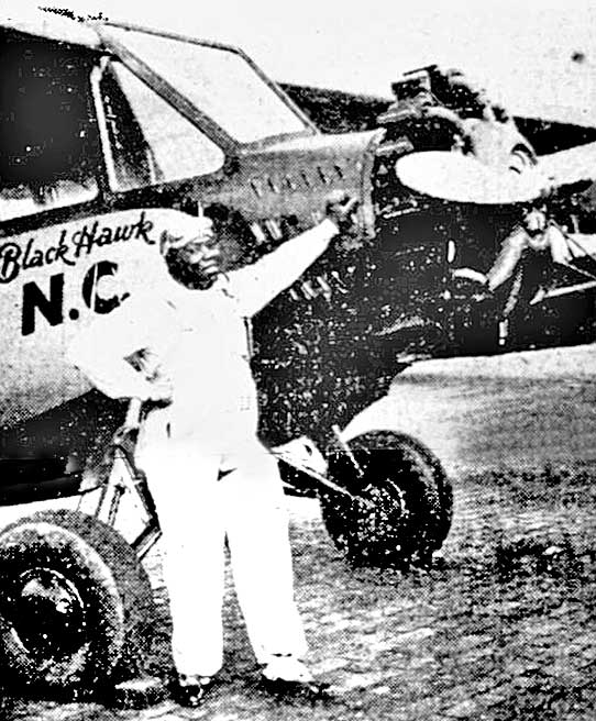 Thomas “Kid” Hawkins and his “Black Hawk” airplane.