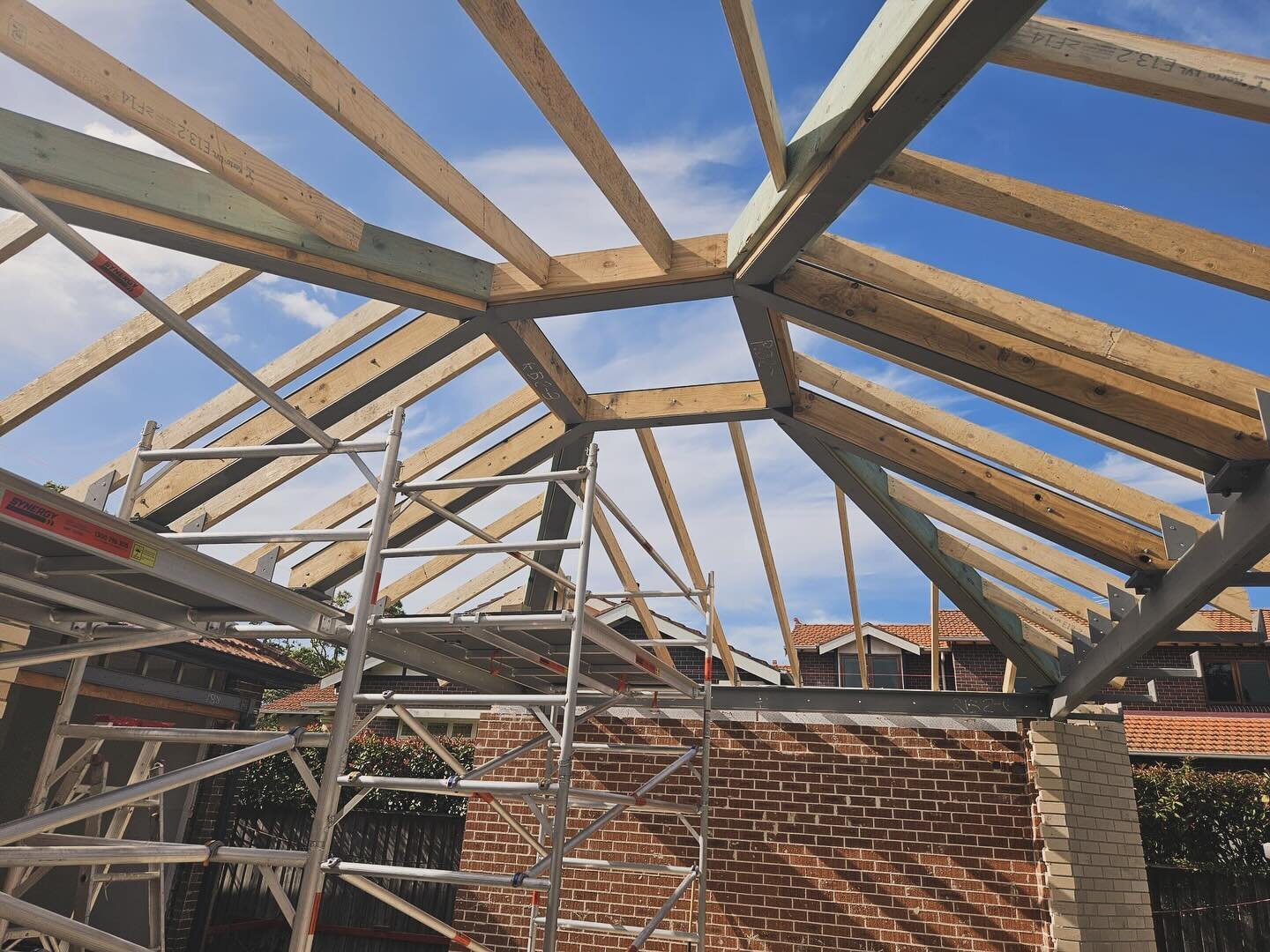 Some roof framing we finished recently for one of our clients. This one took a bit of thinking but it turned out great in the end.