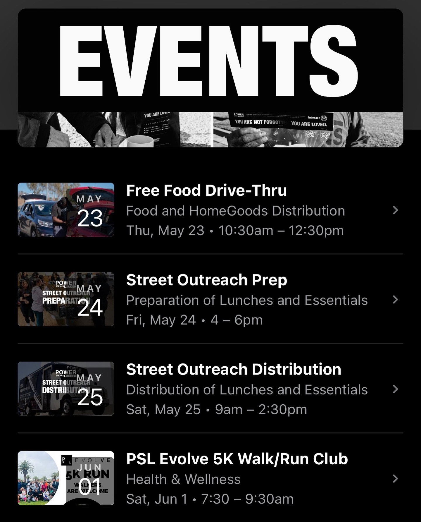 🚨SWIPE for Upcoming PSL Events! 🚨 Stay up to date with our on-going outreaches and @pslevolve Walk/Run Club on our app! Tomorrow we are back with the PSL Free Food Drive-Thru on THURSDAY, May 23rd at 10:30am located at the @movalmall parking lot en