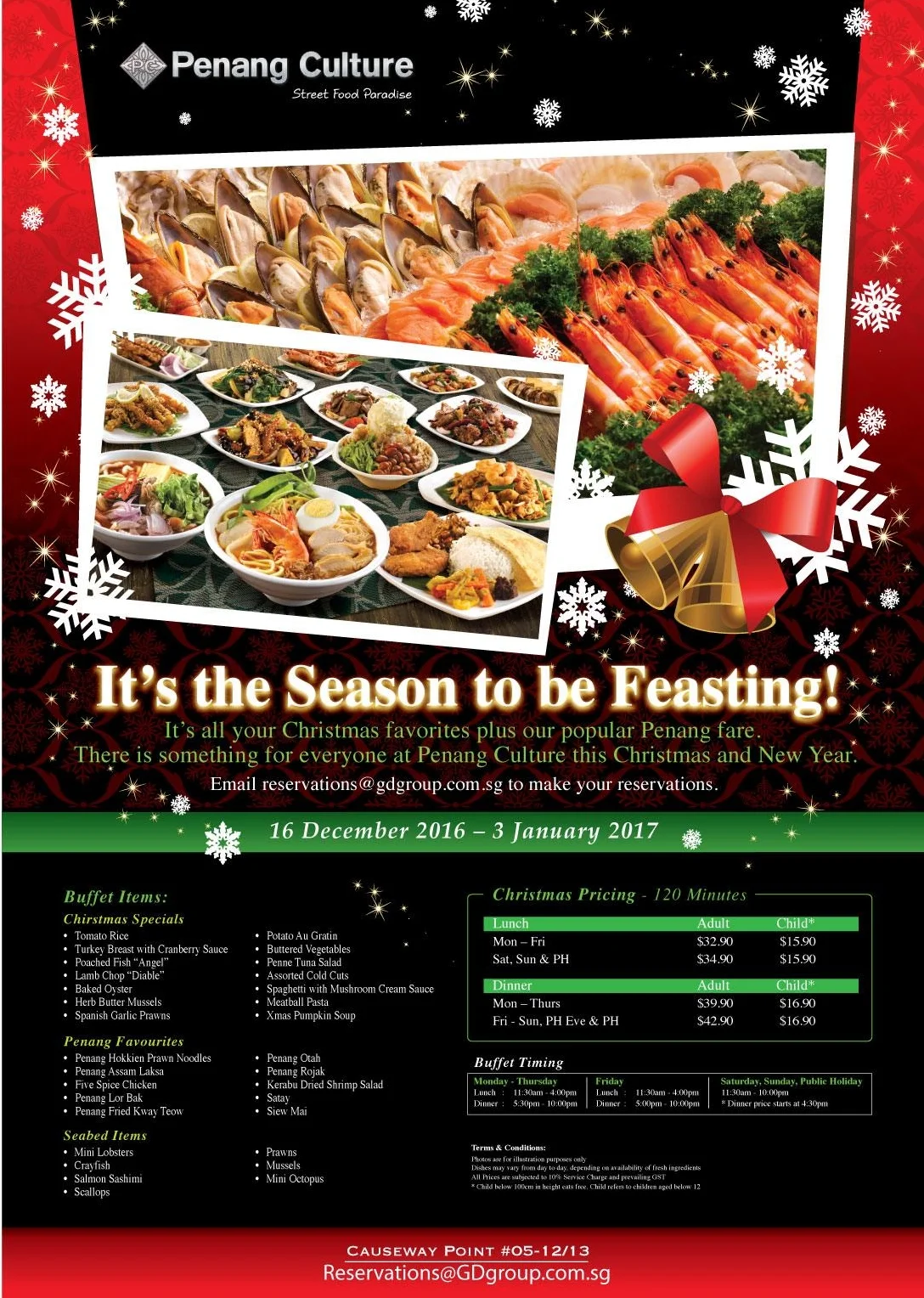 Penang Christmas Menu 2016 Gd Group Restaurants