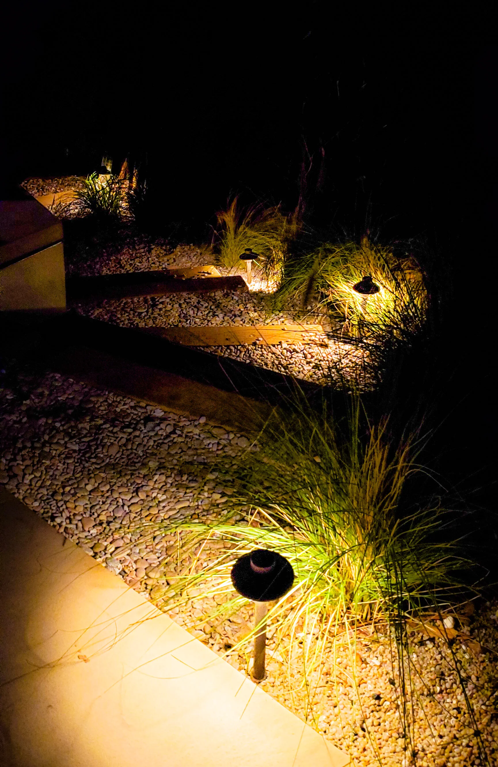 Railroad Ties Steps With Low Voltage Lighting