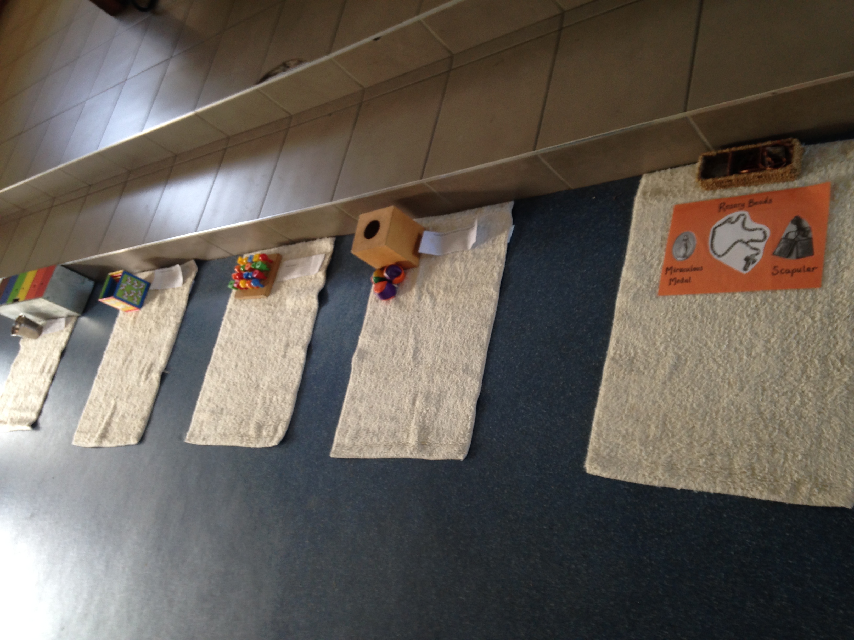 Prepared stations for the children. They require parent assistance this builds team work, communication and mother-child bond.