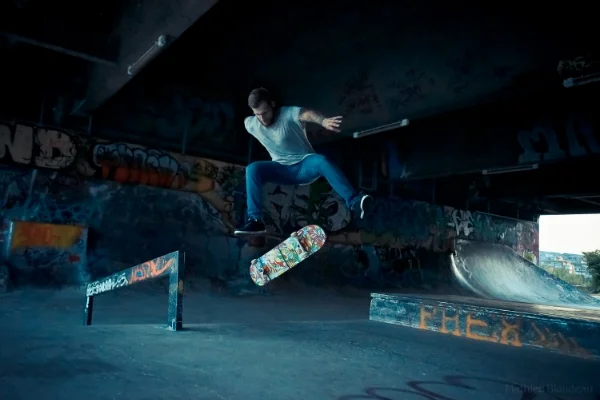 Skateboarding under the bridge