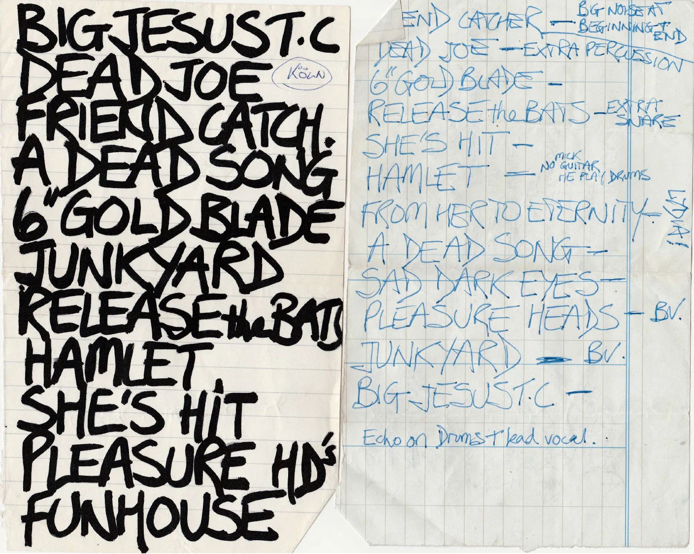 Birthday Party Set Lists