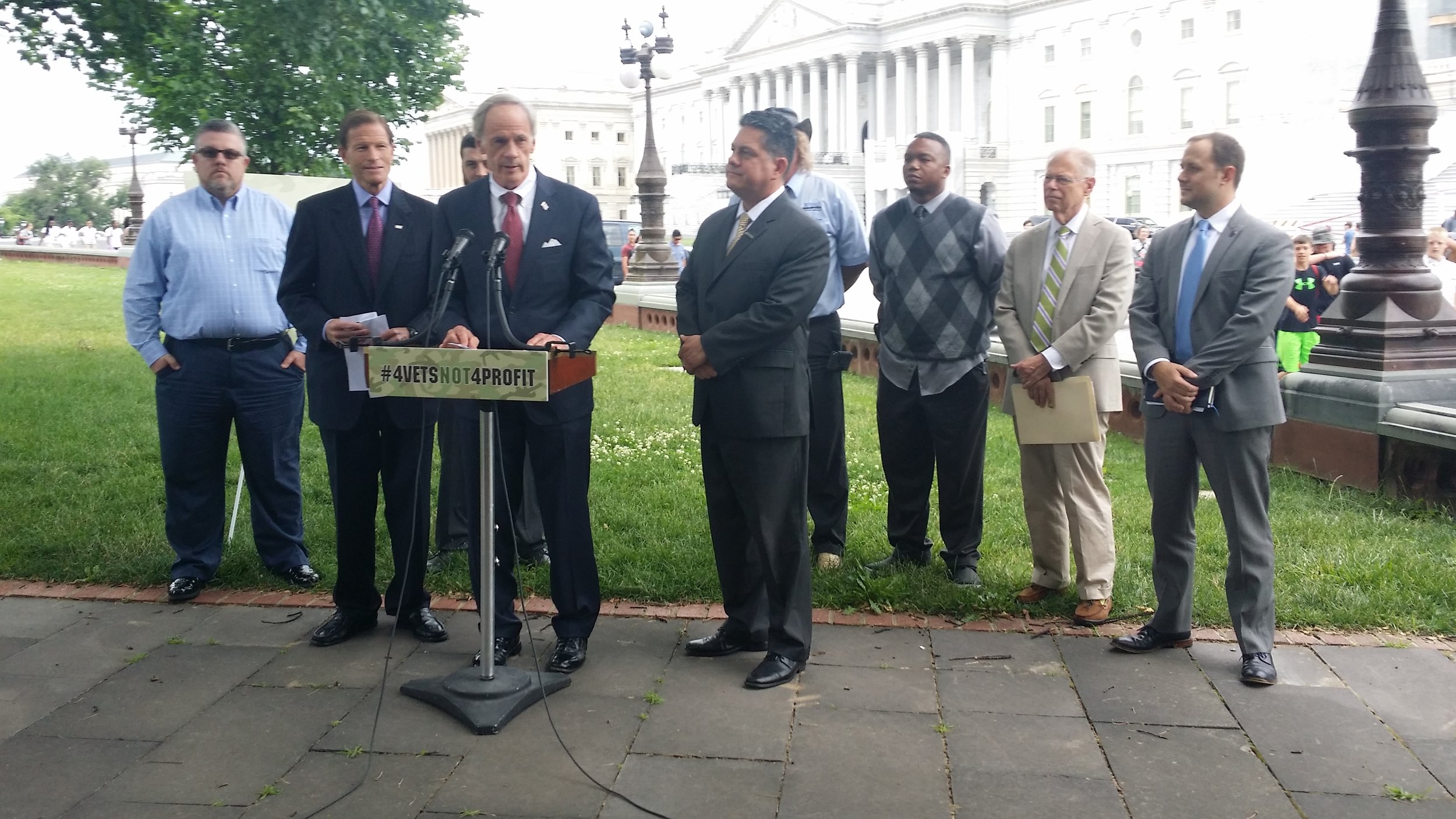 SEN. TOM CARPER & SEN. RICHARD BLUMENTHAL JOIN STUDENT VETERANS, VES, SVA & IAVA FOR A PRESS CONFERENCE ON THE 90/10 LOOPHOLE LEGISLATION, june 2016