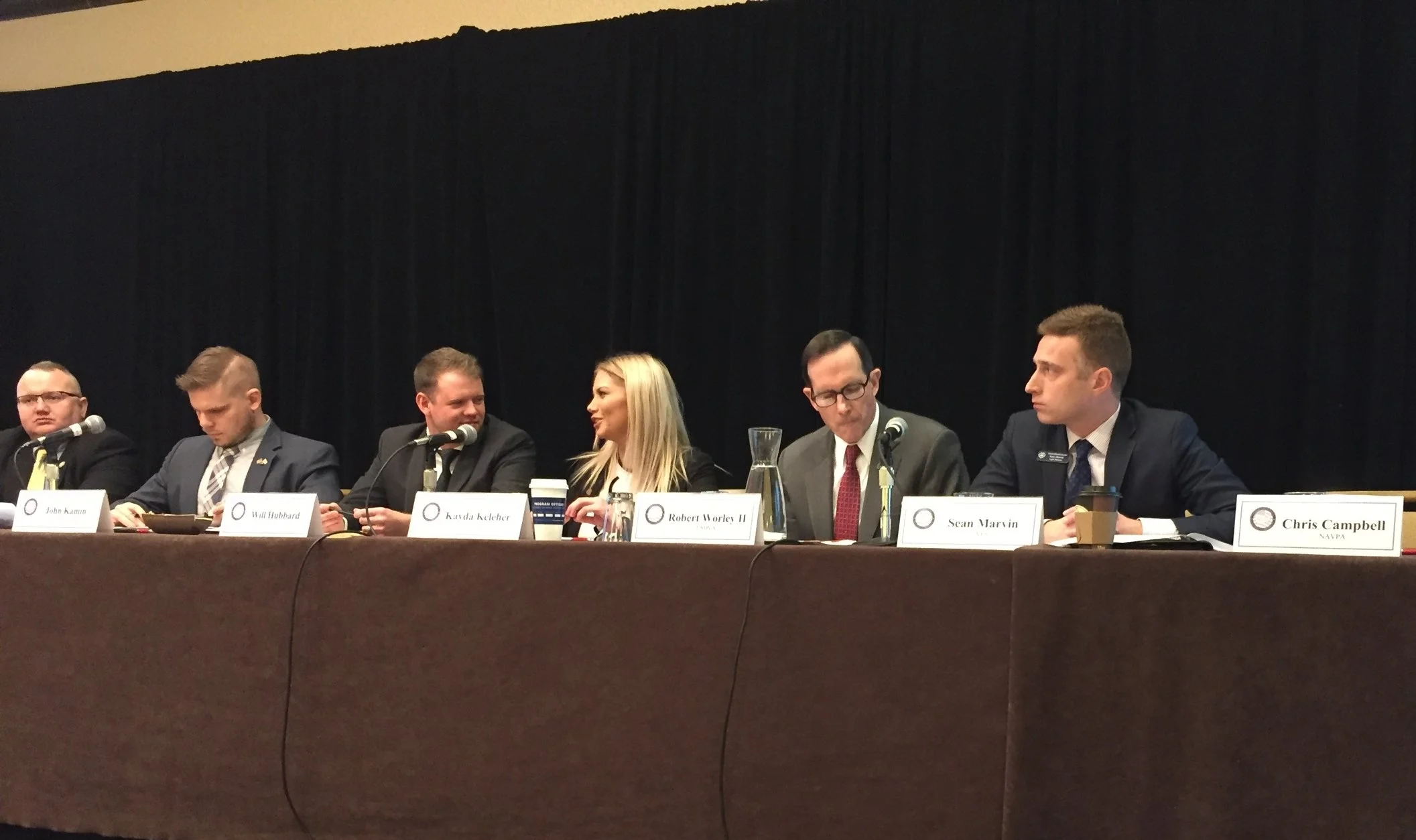 VES Legal director sean marvin (far right) urges va & state approving agencies to protect student veterans from deceptive colleges. along with reps from The American Legion, Student veterans of america, & VFW (Feb. 2017)