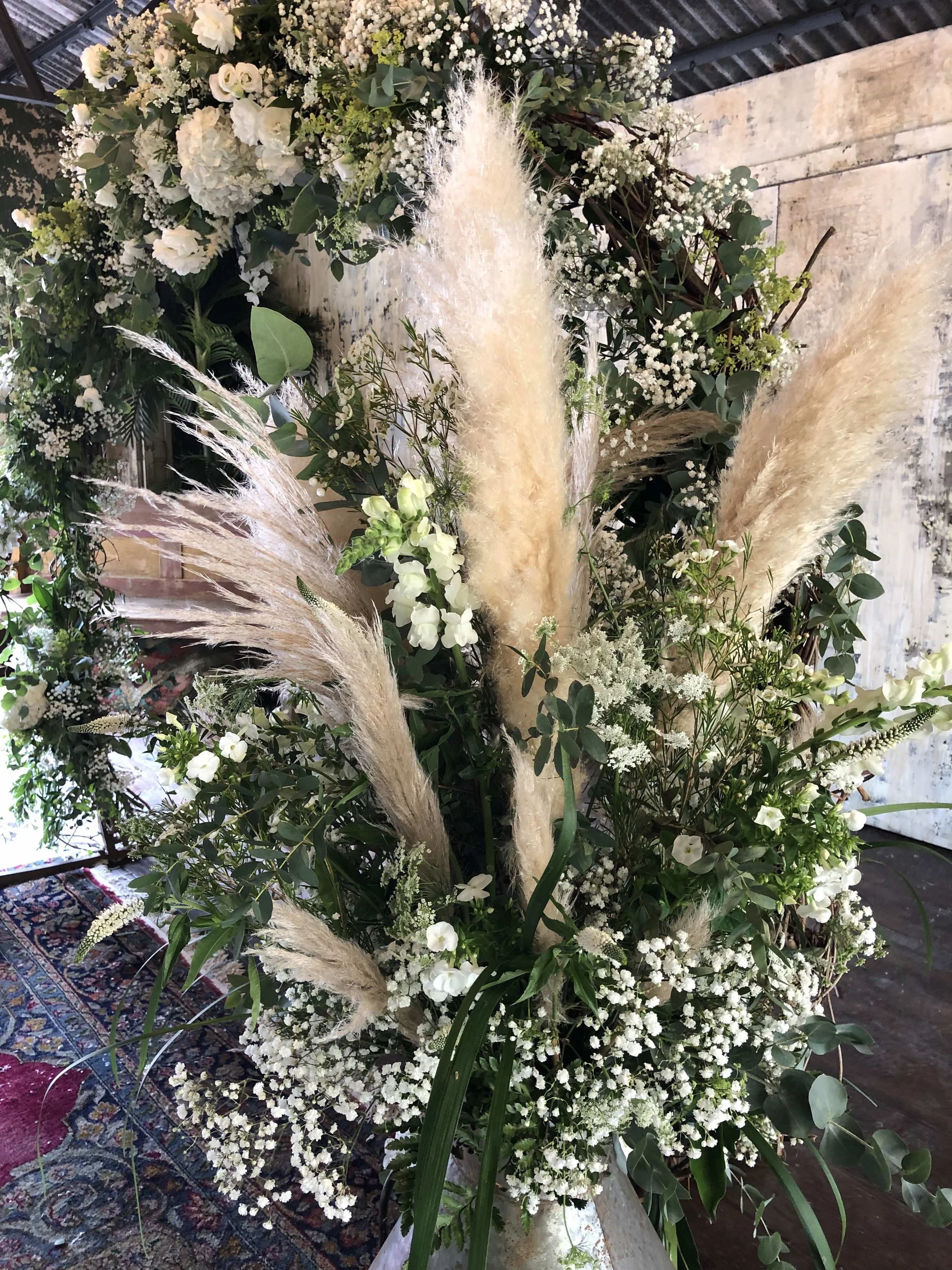 Pampas, Gypsophila and Antirrhinum