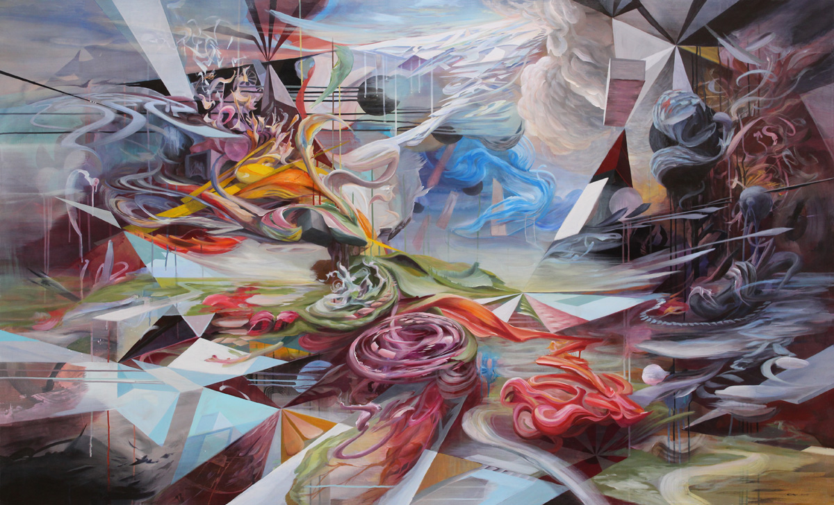 Mantis, 2013, acrylic on linen, 48 x 80"