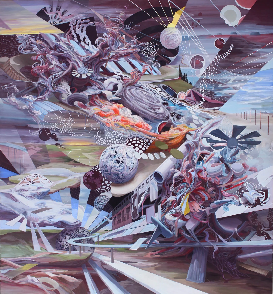 Tilt, 2012, acrylic on linen, 76 x 82"