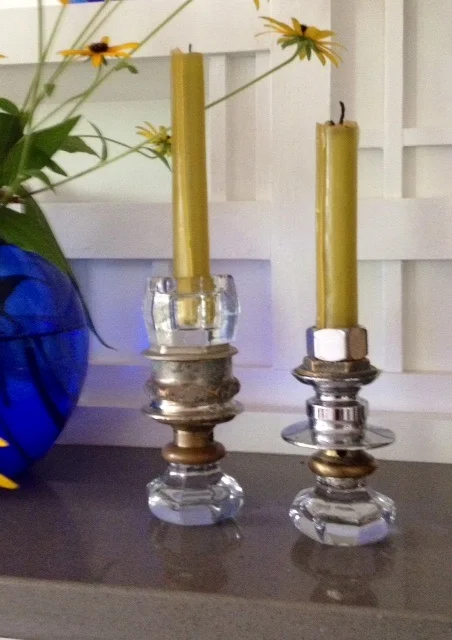 Pair - Candle Holders Metals & Glass from Historic Albany Warehouse Maryanne Malecki