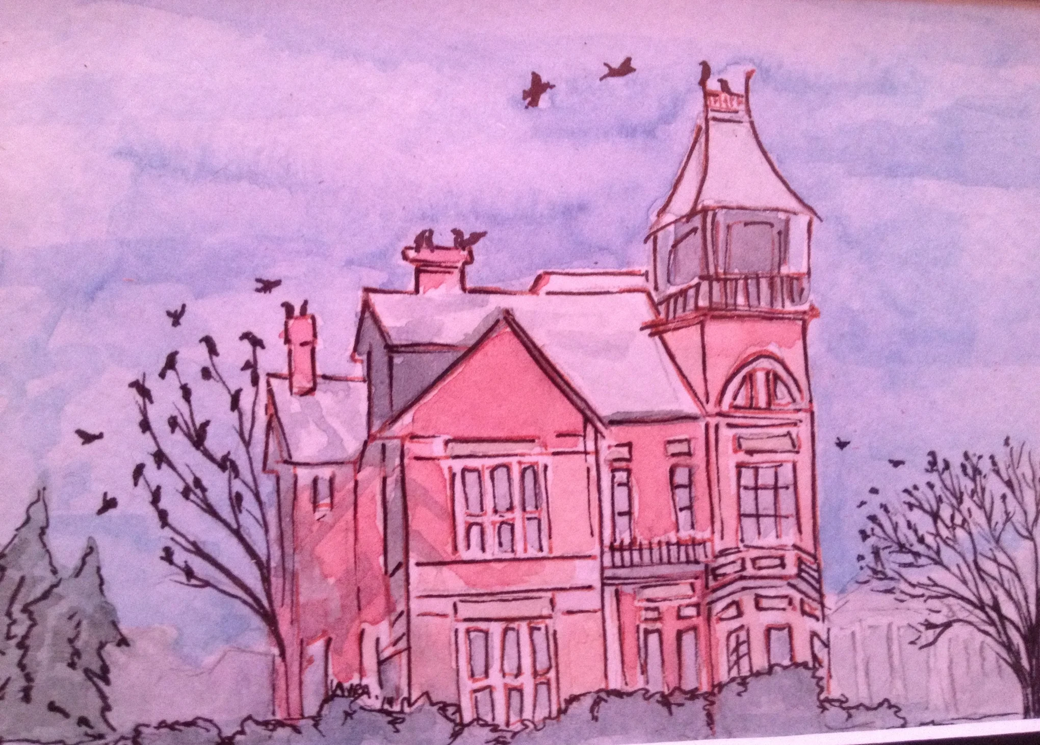   The one on the edge of the park   Watercolor/Ink  Laura McCarthy 