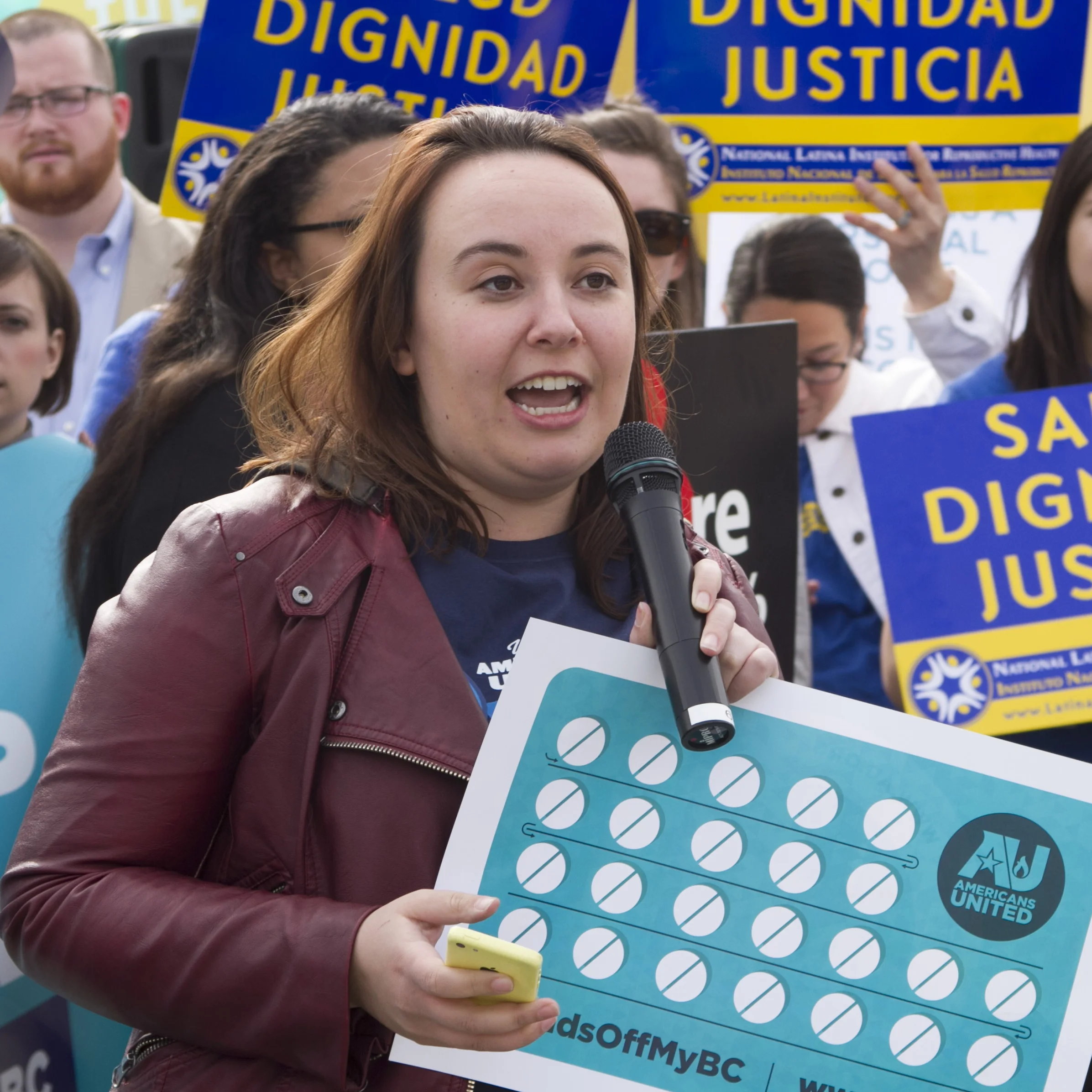 Allison Tanner at #HandsOffMyBC rally in front of the Supreme Court
