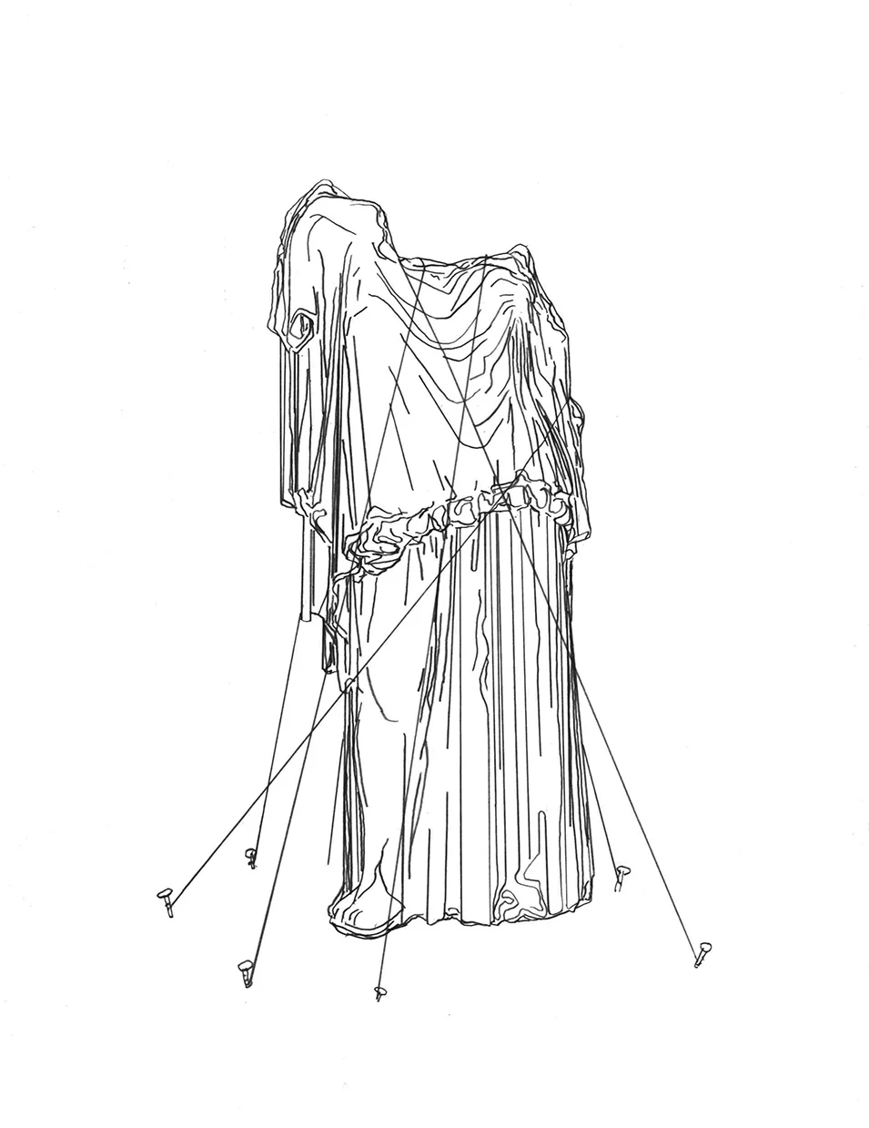Adam Douglas Thompson - Drawing (classical sculpture tied down)