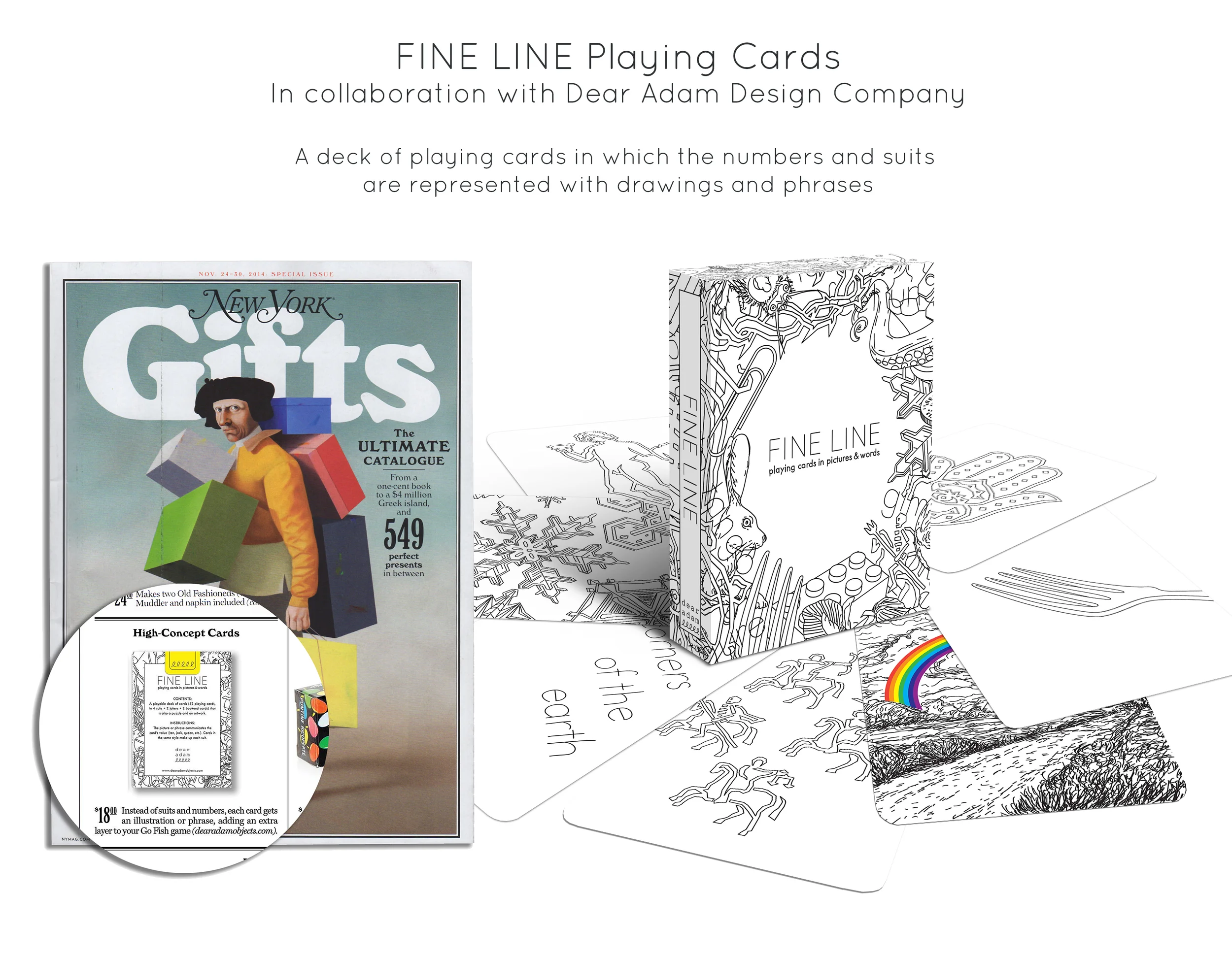 Fine Line Playing Cards, In collaboration with Dear Adam Design Company. 