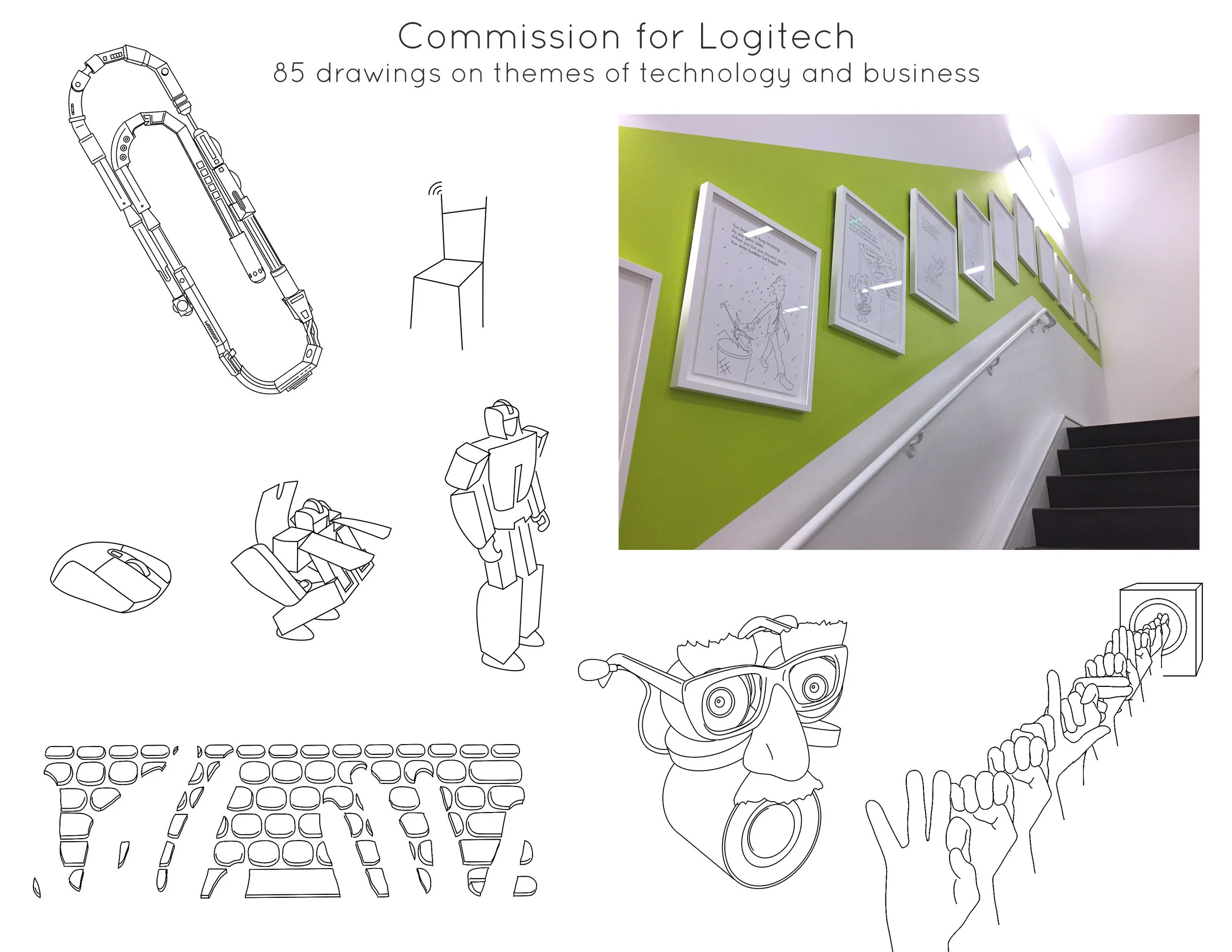 Commission for Logitech : 85 drawings on themes of technology and business