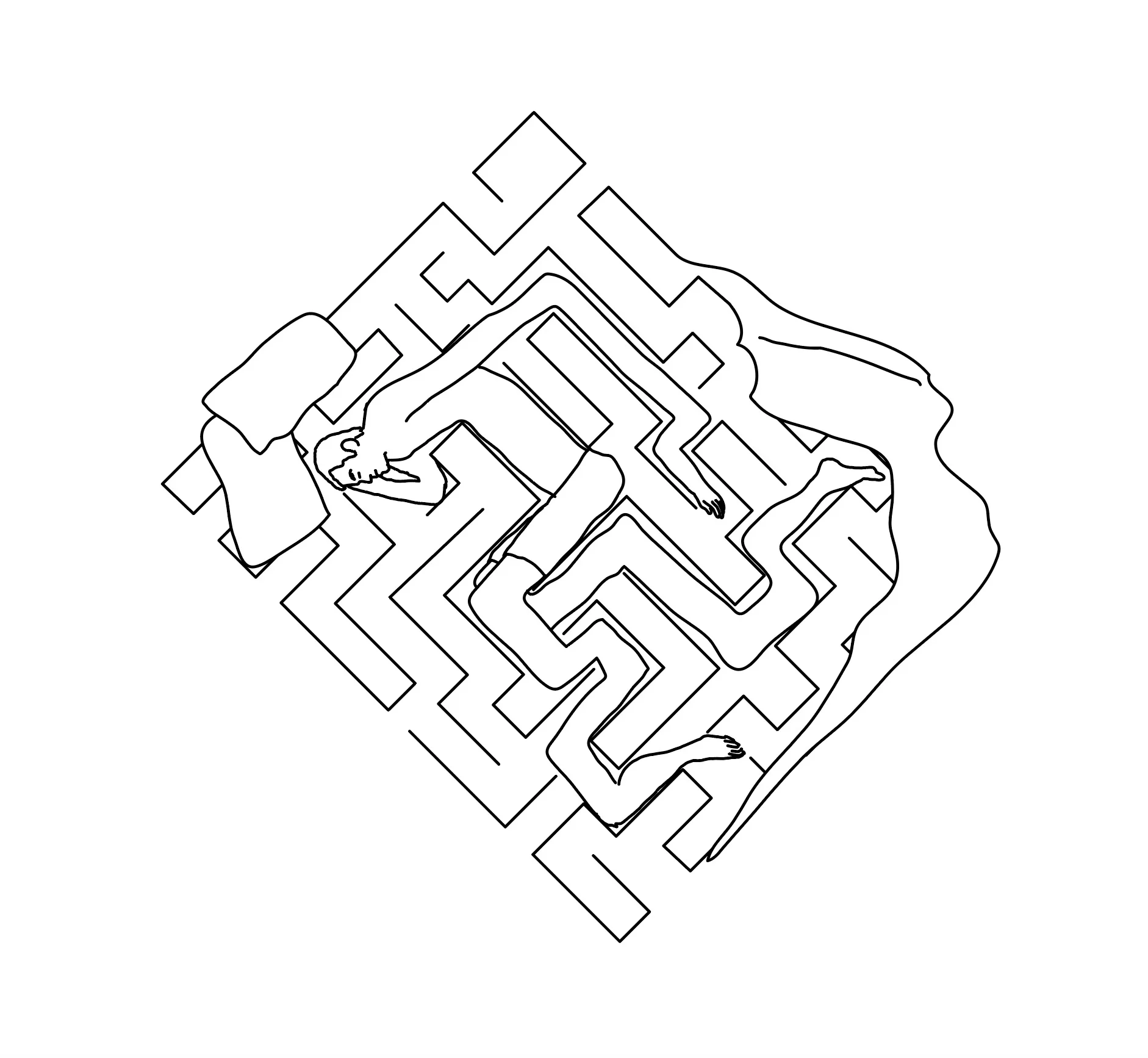 Drawing - labyrinthine sleep