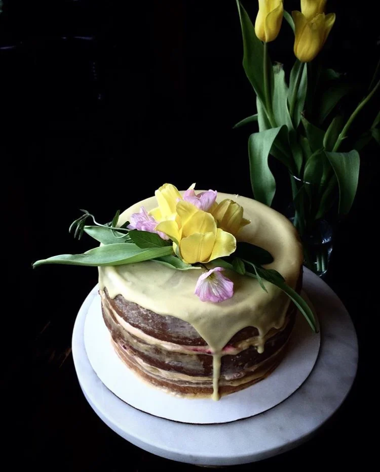 Lemon cake layered with preserved lemon cake and fresh strawberry whipped cream. Special note: Molly and I preserved the lemons together a few months ago. 