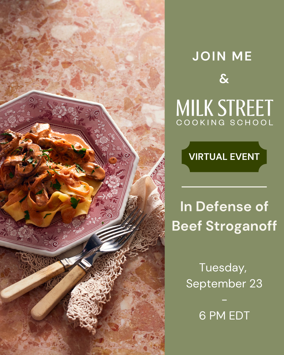 Virtual Milk Street Cooking Class: In Defense of Beef Stroganoff
