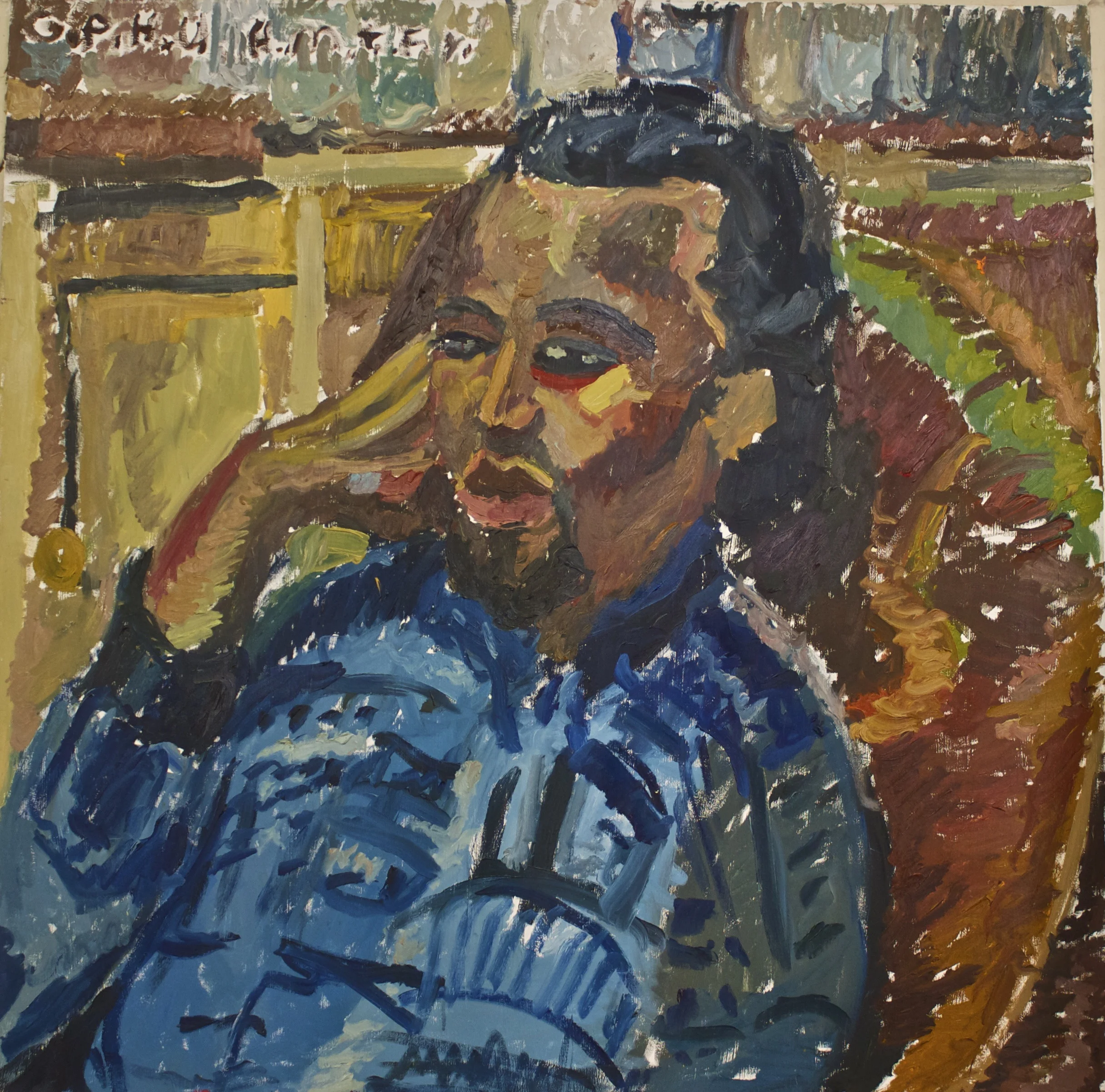 my bro the beautiful Demtrius in my studio 1997, oil on canvas, 4848.jpg