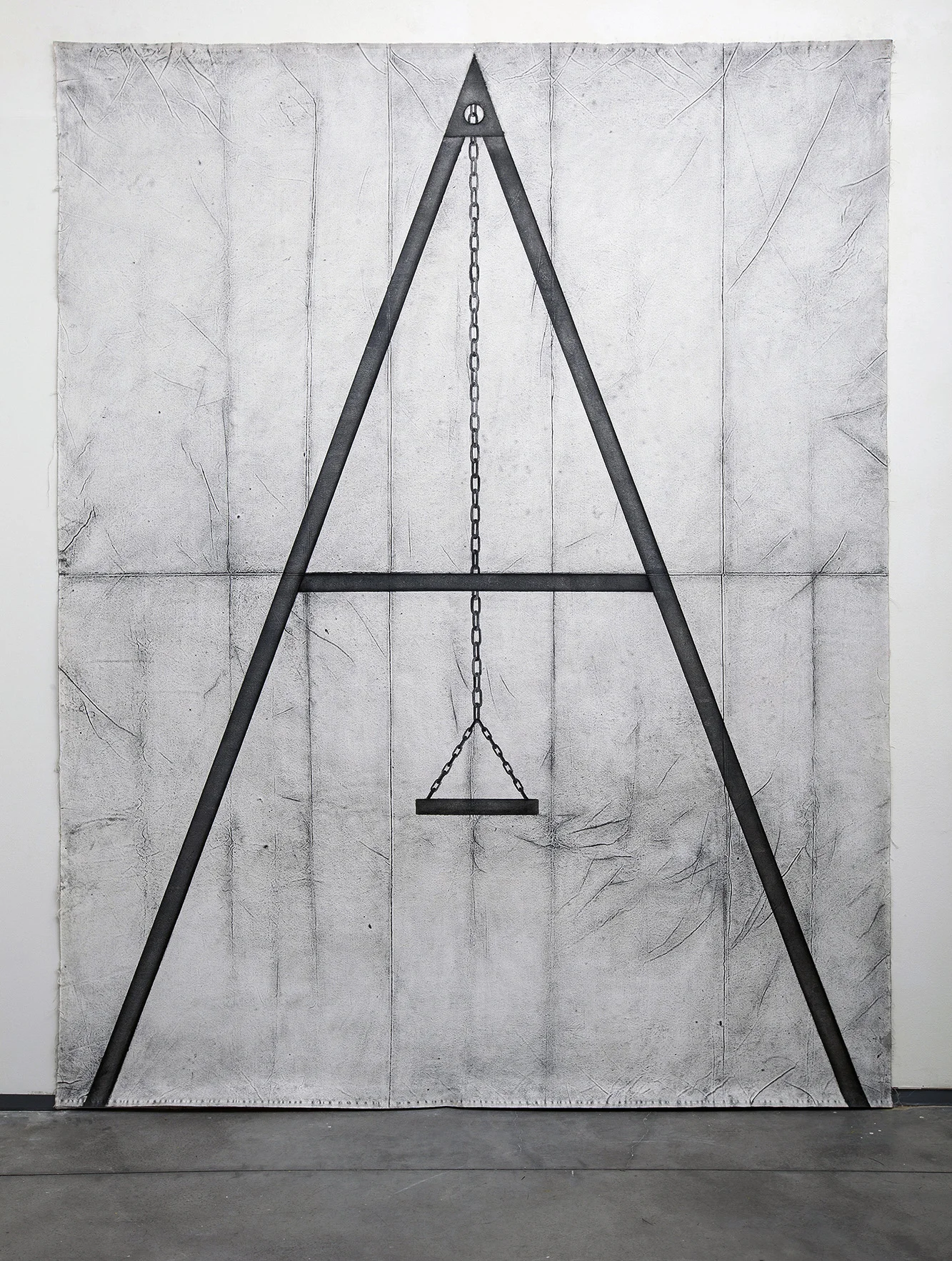 Apex , 2016, graphite and iron oxide on canvas, 295x235 cm