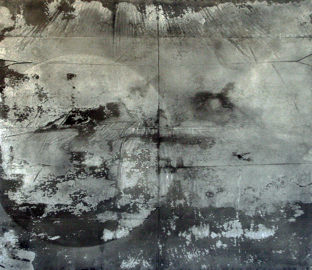   Fine line , 2016, Gesso, charcoal and graphite on canvas, 200x160 cm 