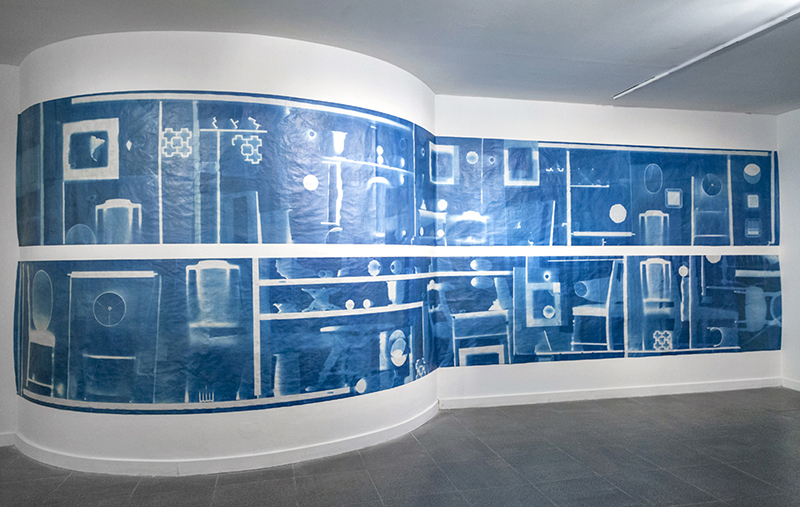 Avenida de los Incas, cyanotype photograms and wax on Japanese paper, 220 x 900cm, 2016