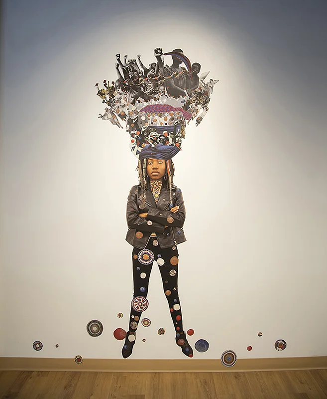 “Headdress 4”, 2019. Collaged Paper, 96" x 45"