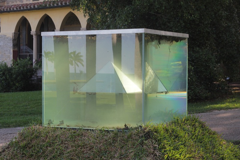 "Earth Arise, Sky Descend", 2019. Glass, Water, Steel, earth and plants 60" x 90" x 90"