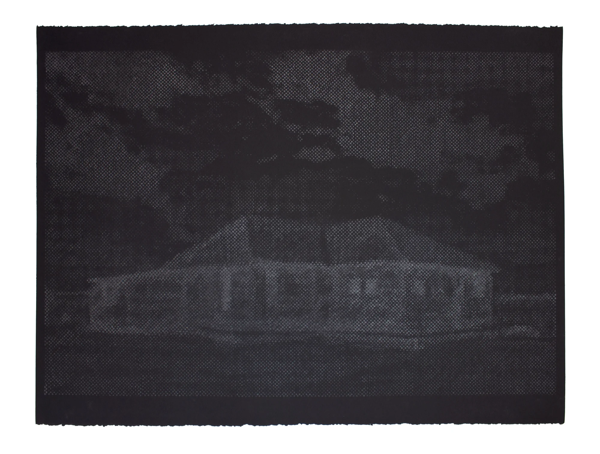 John Whitten, Cabin , graphite on Black Paper, 23 x 30 in