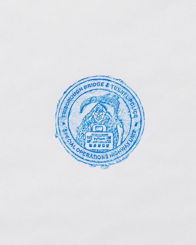 Blueprint (Rubbing of a Triborough Bridge and Tunnel Authority Police Officer Challenge Coin) 2020 Rubbing, pencil on paper 24” x 36”