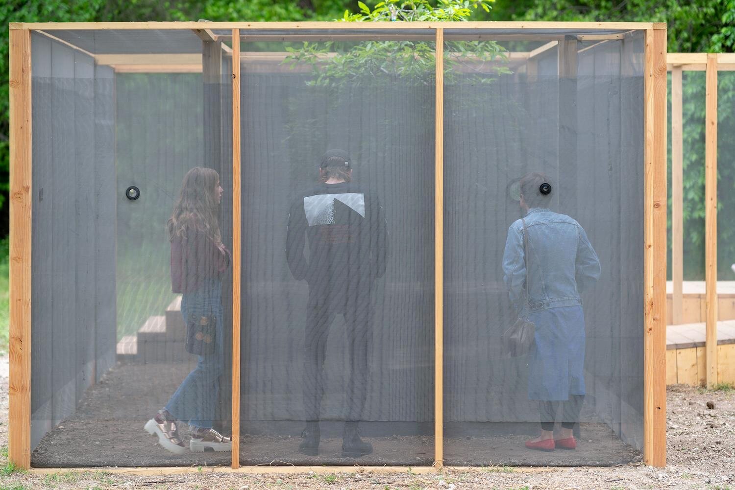  Grounded in Culver Screen, 2x4’s, lenses, Monteray oak tree, birdfeeder 28’ x 18’ x 8’ 2019 