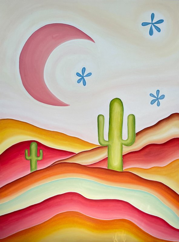   Desierto Colorido , 2021,Oil on canvas, 60x80 in 