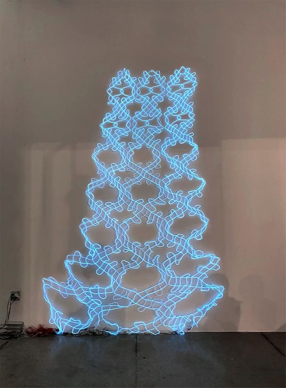   Lux Arachne , 2021, Electroluminescent wire, 168x72 inches    