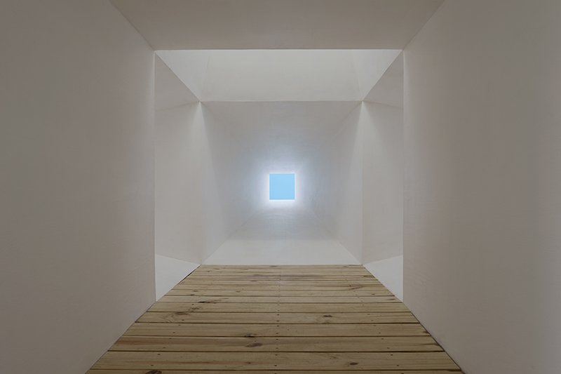   Sky Chamber,  2021, 360" x 360" x 144", Lumber, mirror 