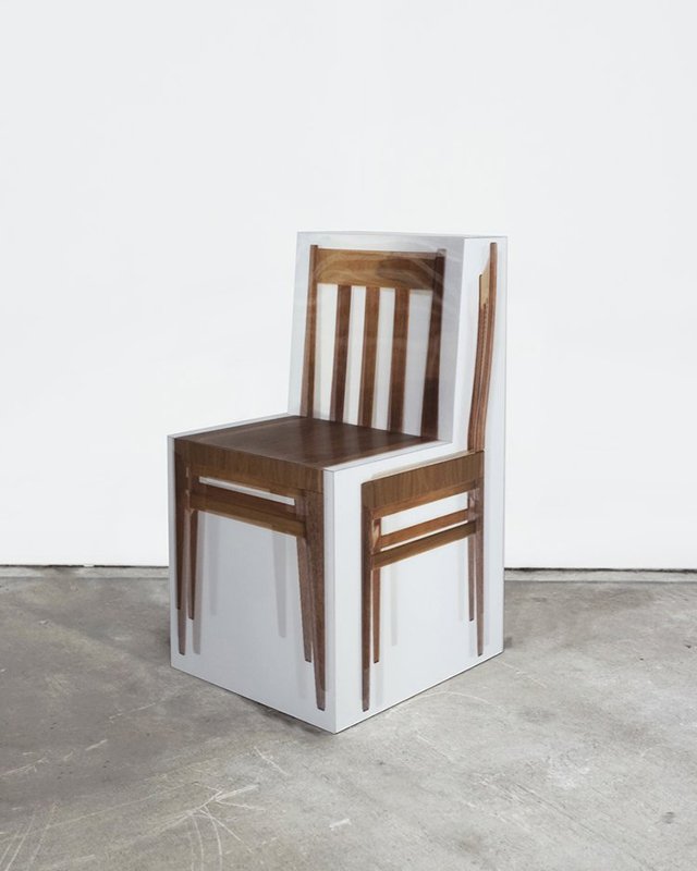   First Chair,  2021, lenticular prints, wood, 23'' x 43'' x 23'' 