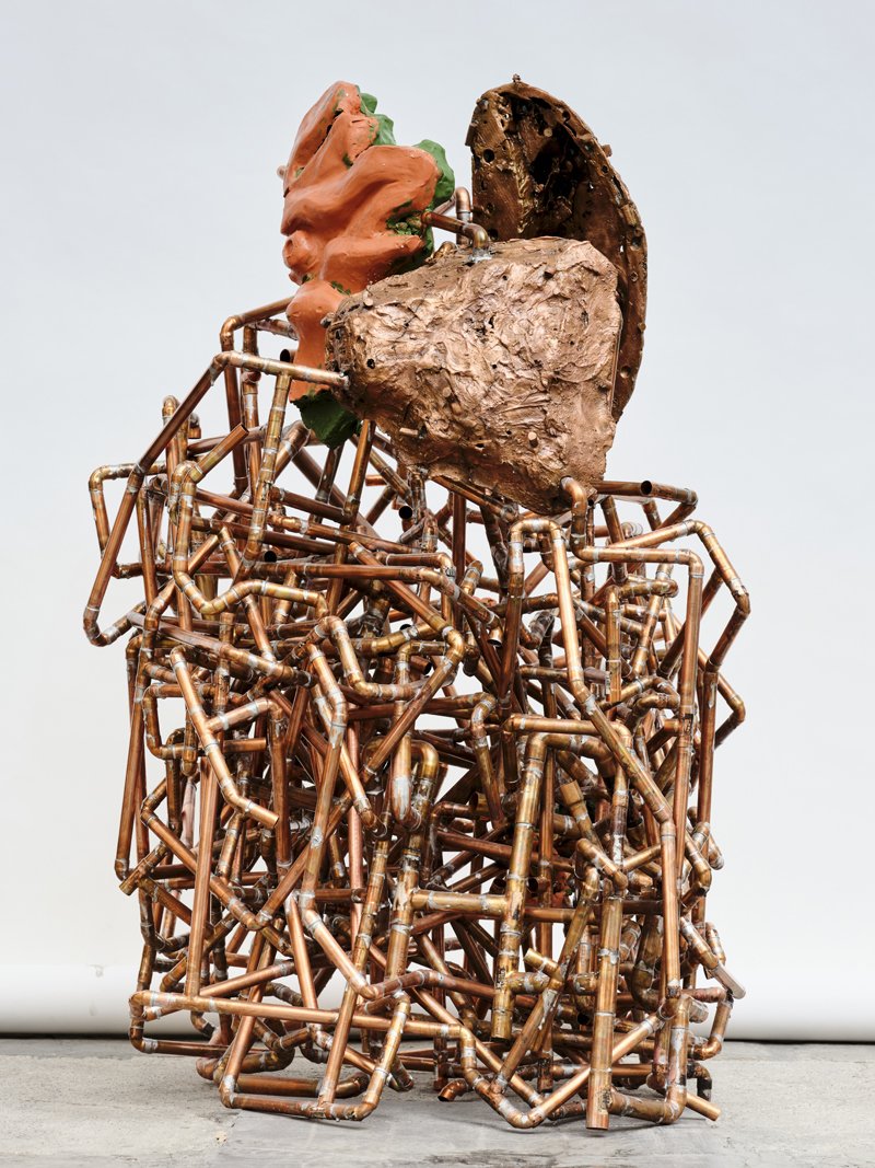   Fragment of a Baroque Totality and Digestive System , Copper, plasticine and solder, 43.31 x 27.56 x 23.62 in, 2022 