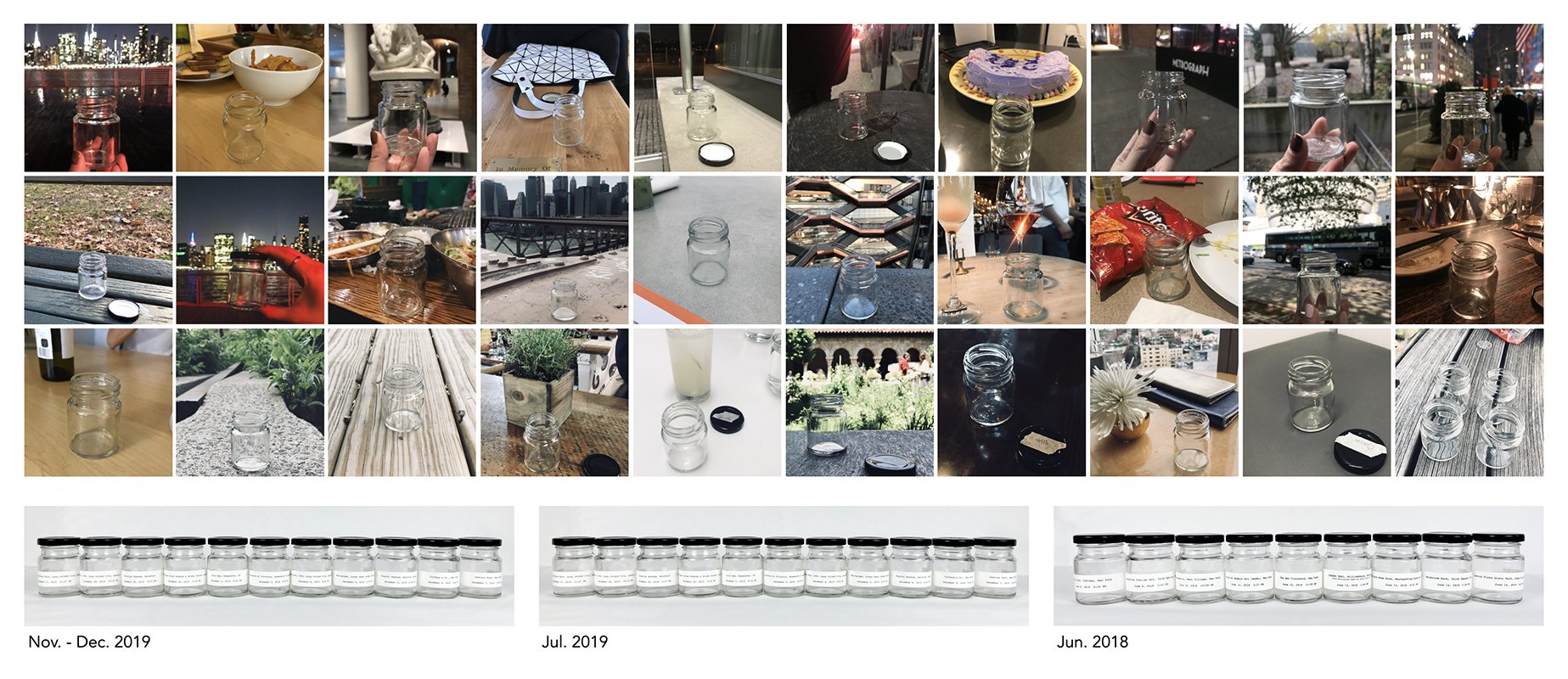   New York City Air Project,  2018 - 2019, Performance, installation, glass jar, 2.76 x 1.77” each 