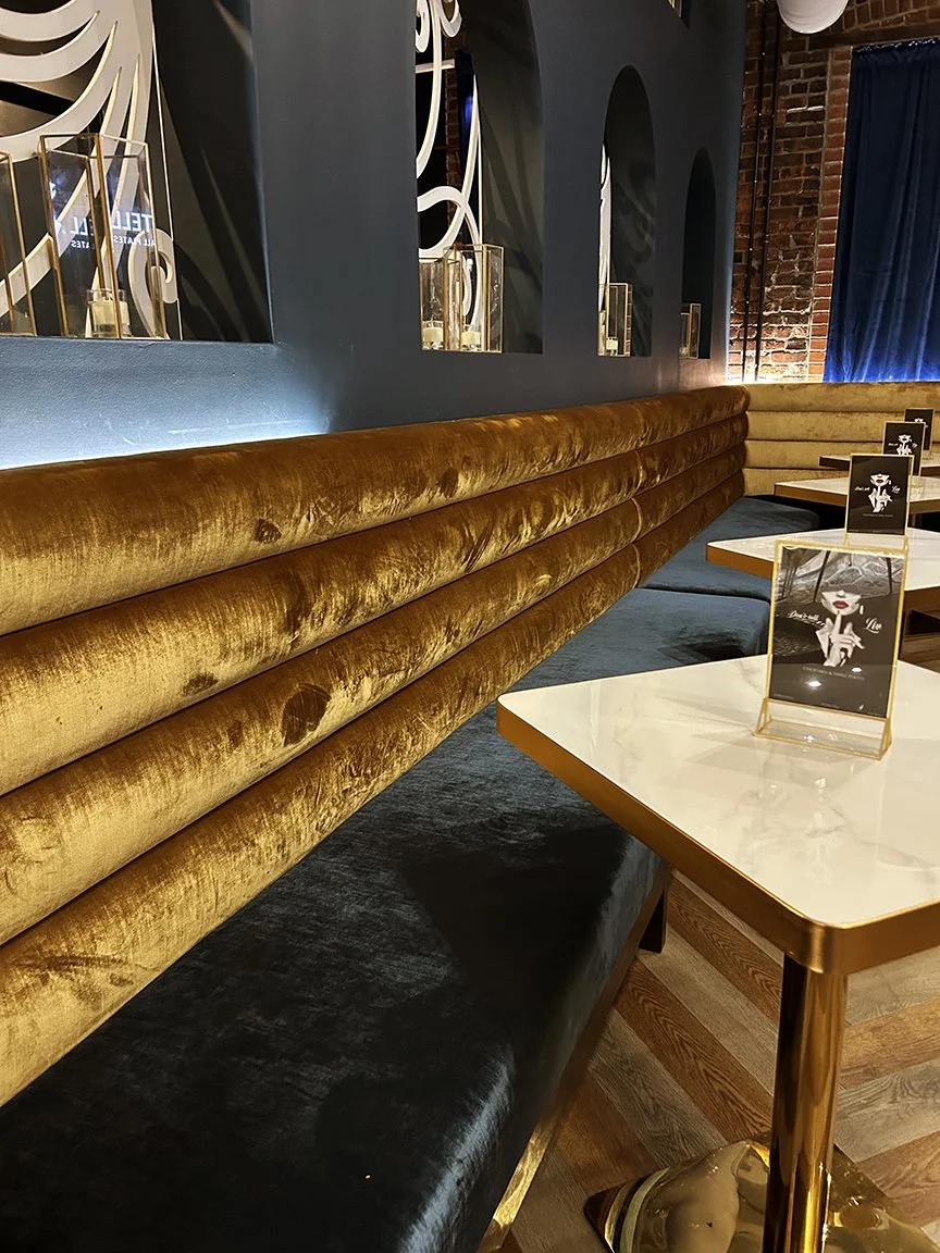 vip furniture in adult nightclub designed by Raymond Haldeman