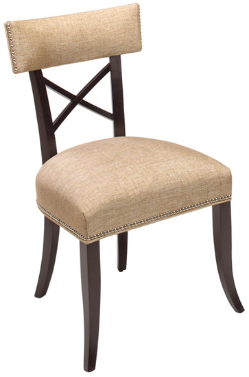  Displayed Above In:&nbsp;Java Wood Finish  Optional:&nbsp;Small Polished nickel nailhead trim   Dimensions:   W: 22″  D: 24″  H: 36″  *Available in Barstool *Availabe in Armchair 