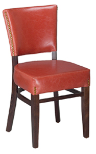  displayed Above In: Walnut Finish &amp; Ruby-Rust Vinyl   Dimensions:   W: 18″  D: 19″  H: 33.5″ *Matching Barstool Available 